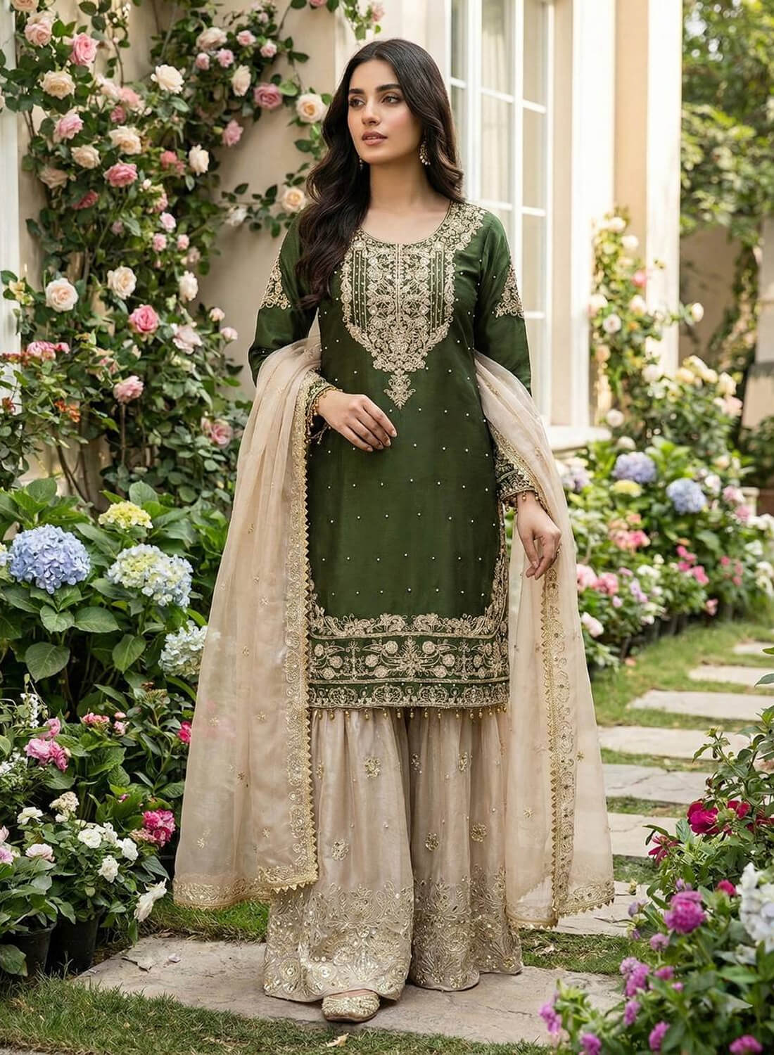 Pure Heavy GMY SILK With Heavy Embroidery Coding Dori-Sequence