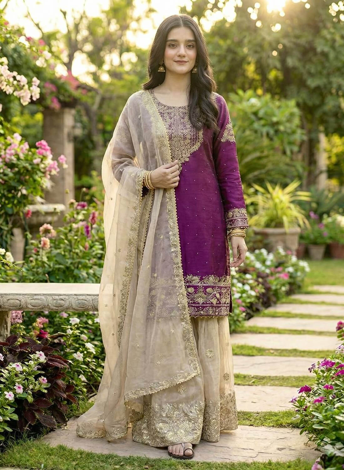 Pure Heavy GMY SILK With Heavy Embroidery Coding Dori-Sequence
