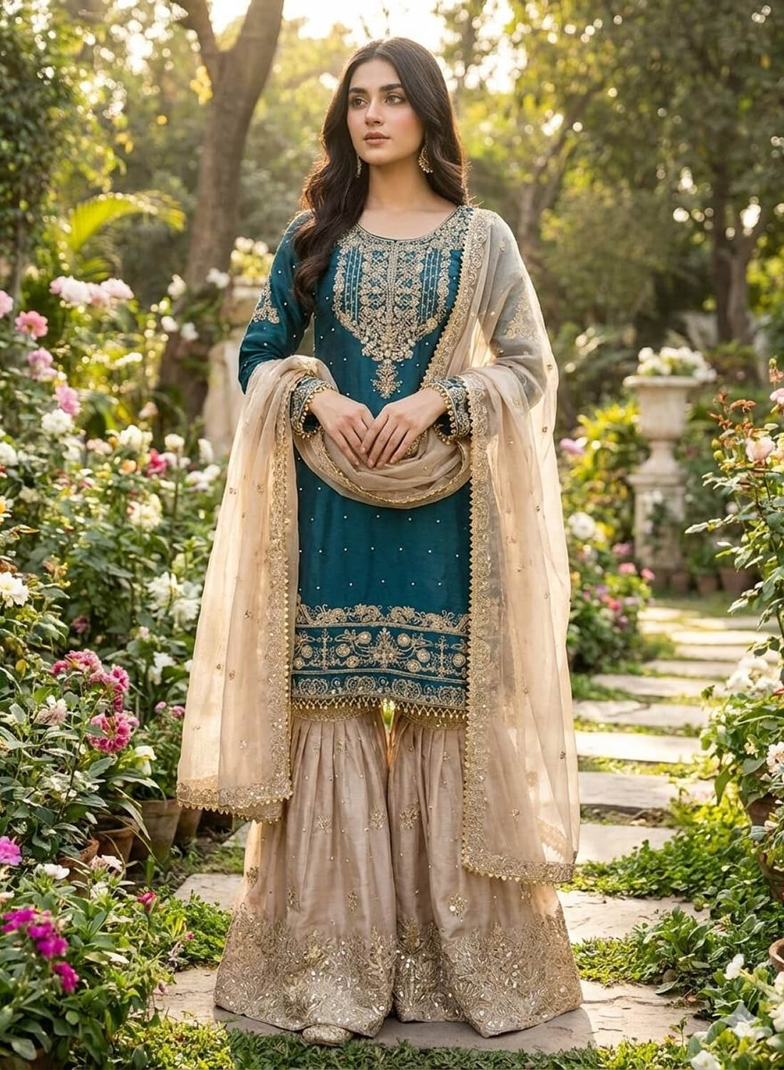 Pure Heavy GMY SILK With Heavy Embroidery Coding Dori-Sequence