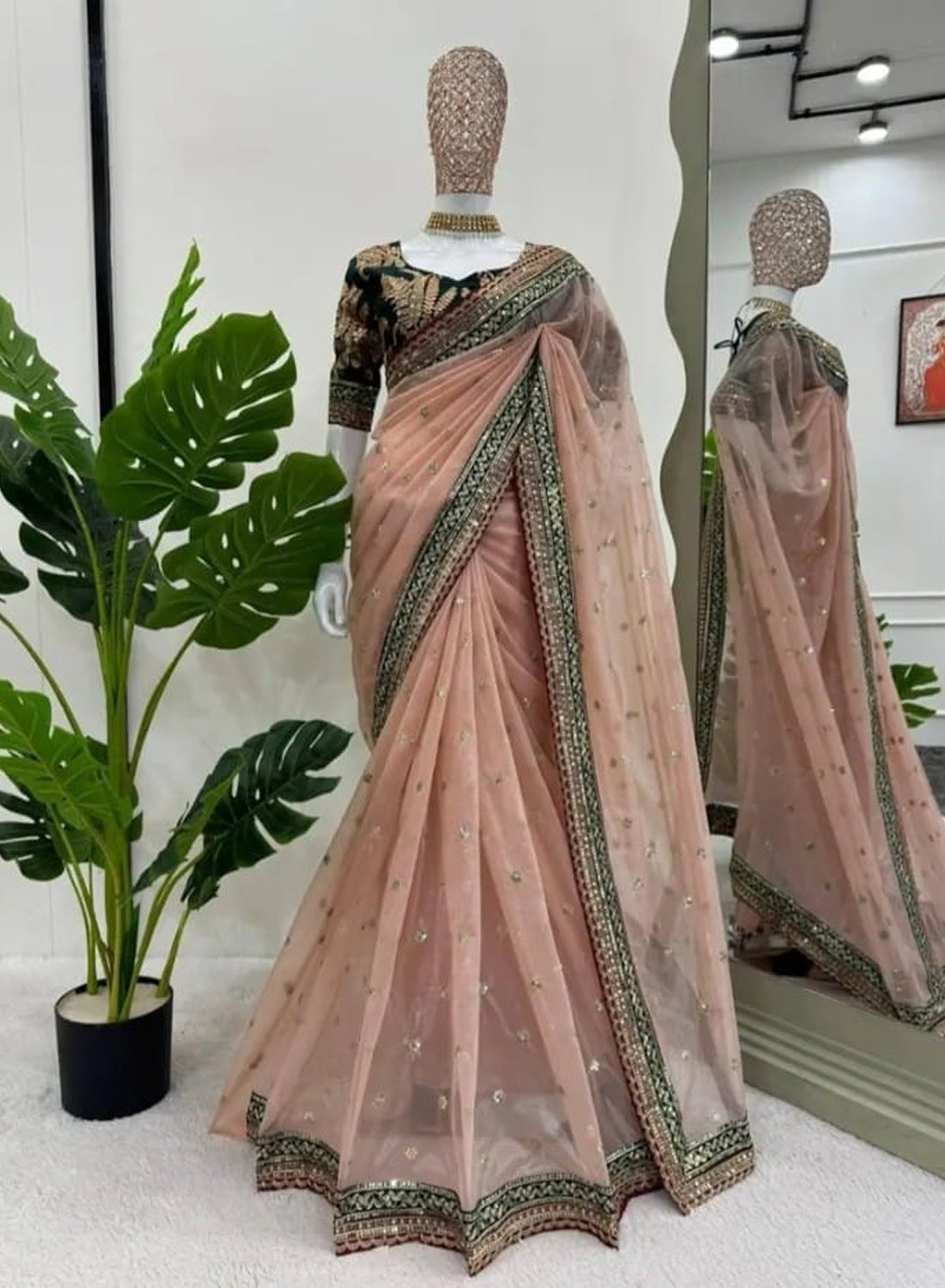 Wedding Wear Twil Net Saree With Sequence work