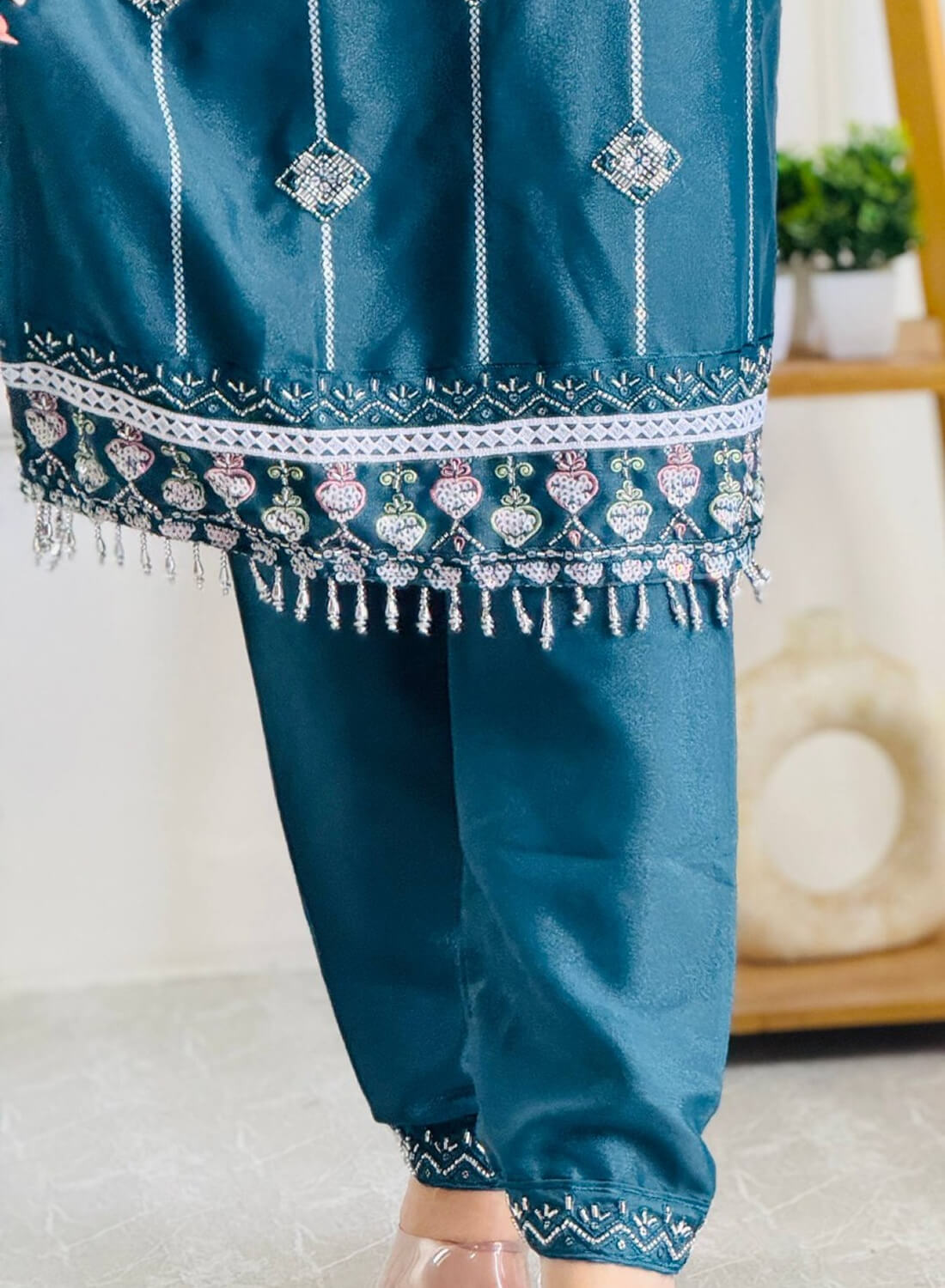 Designer Party Wear Top & Pant Set with Embroidered Dupatta