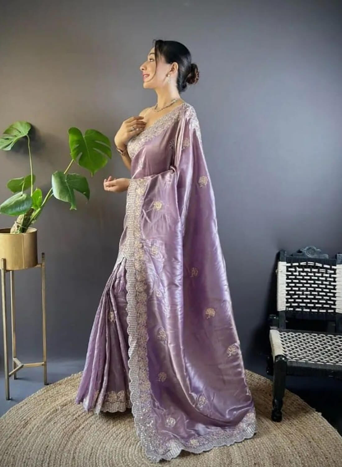 Gold Crush Saree with C Pallu Butta Work