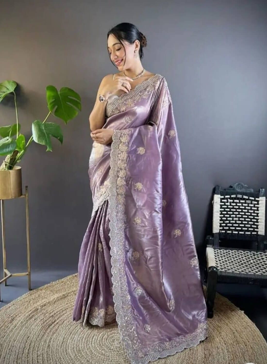 Gold Crush Saree with C Pallu Butta Work