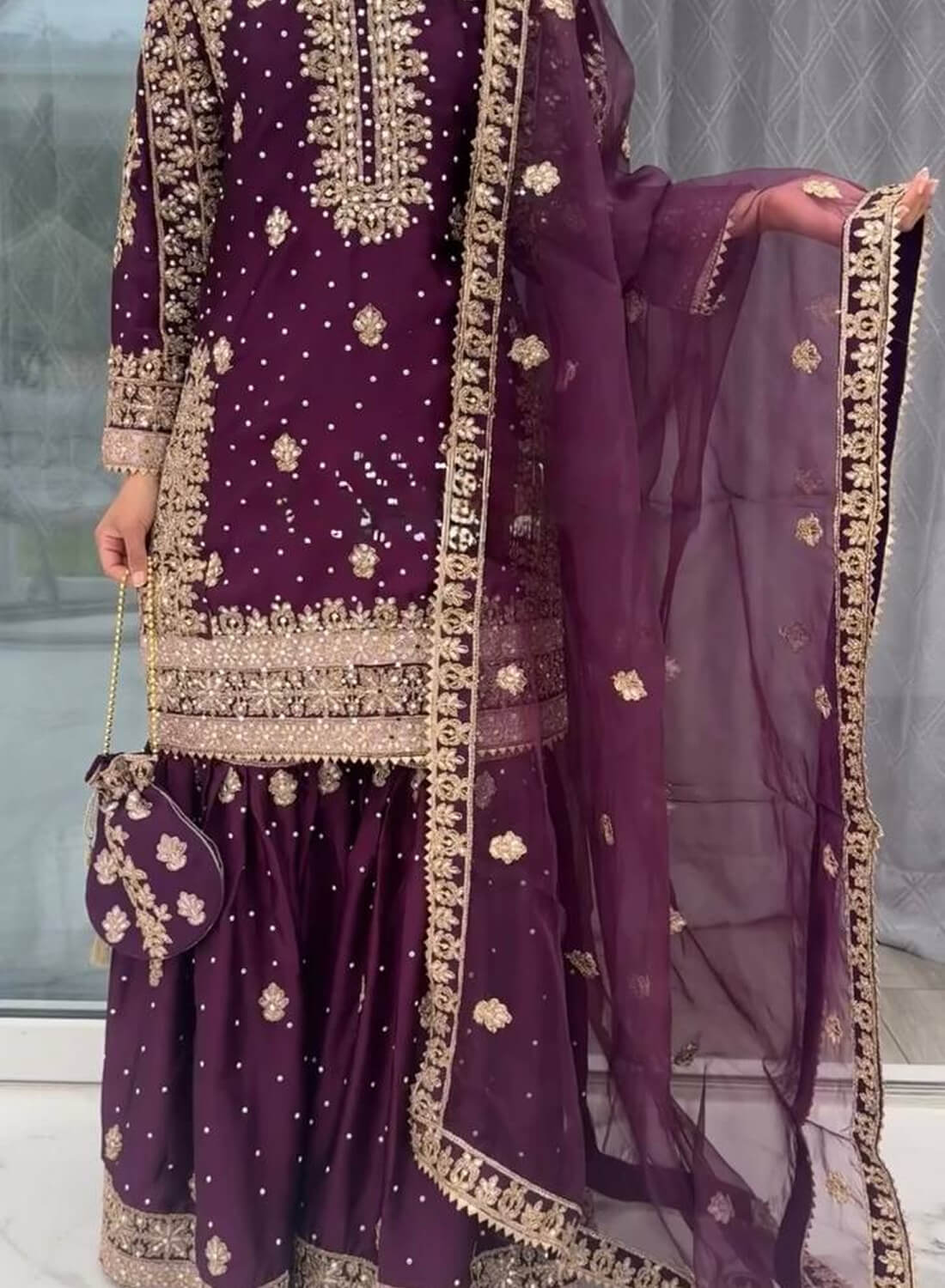 Natural Crep Silk Top-Bottom And Dupatta Set Fully Stitched